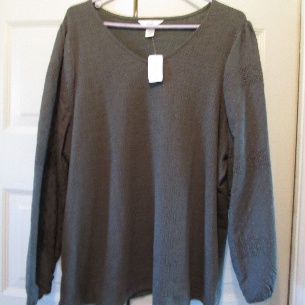 CJ Banks women's 3X long sleeved shirt olive green